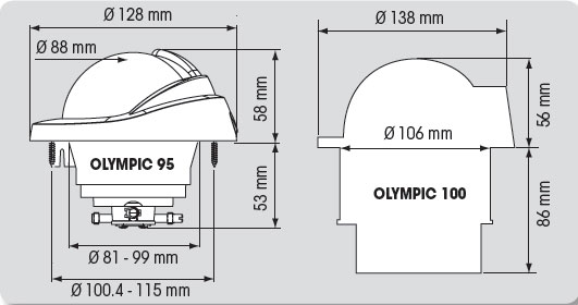 Compas Olympic 100, blanc, rose noire conique